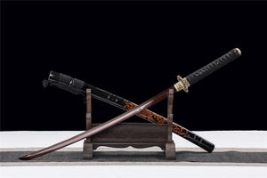 Fire Dragon King Katana,Baked Red Series,Japanese Samurai Sword,Real Katana,Handmade sword,High-performance pattern steel