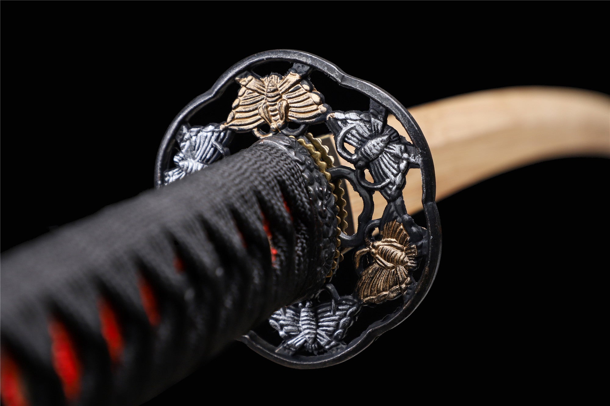 Fliegender Schmetterling Katana, Holz Katana, japanisches Samurai-Schwert, handgefertigtes Holzschwert, Bambusklinge