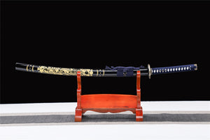 Golden Dragon Katana, Holz Katana, japanisches Samurai-Schwert, handgefertigtes Holzschwert, Bambusklinge