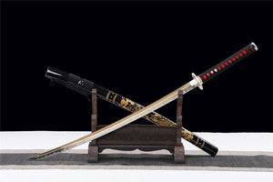 Golden Phoenix Katana,Baked Gold Series,Japanese Samurai Sword,Real Katana,Handmade sword,High performance manganese steel