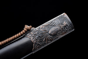Red Phoenix Sword,Real Sword,Handmade Chinese Sword,Hundred steelmaking pattern steel,Longquan sword