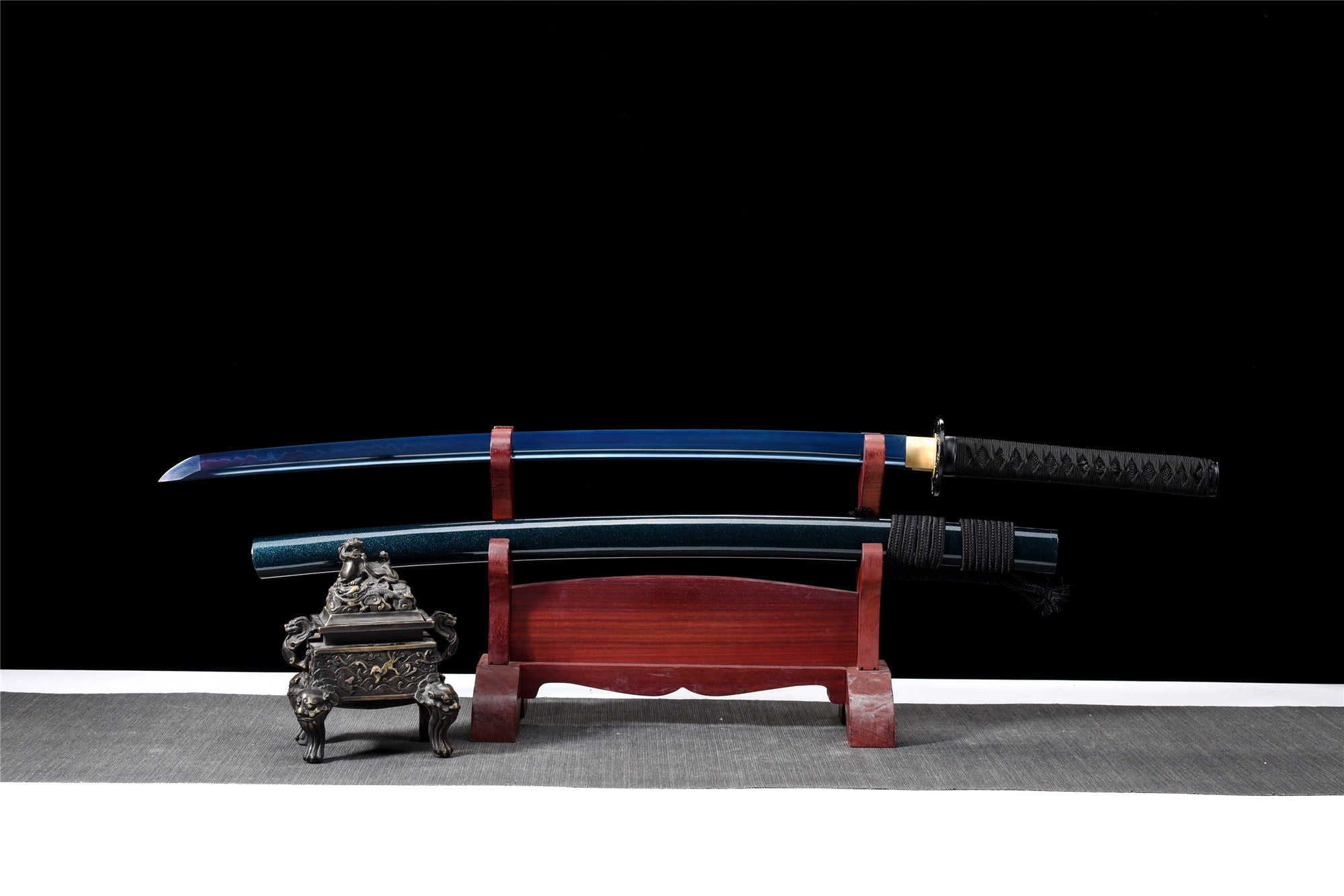 Blue Killer Katana,Japanese Samurai Sword,Real Katana,Handmade sword,clay tempered t-10 high carbon steel with hamon