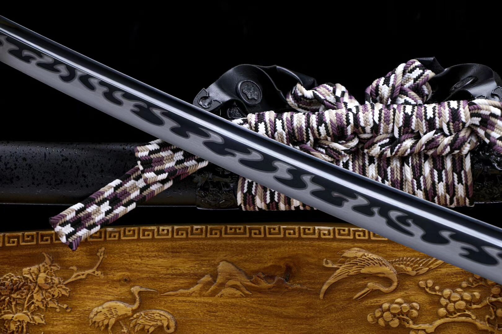 Sumagano samurai sword,Baked black series,Taich Katana,High manganese steel,Longquan sword