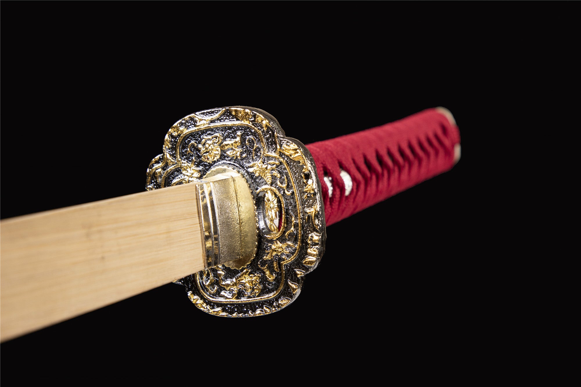 Two-Color Katana,Black and red,Wooden Katana,Japanese Samurai Sword,Handmade Wooden Sword,Bamboo Blade
