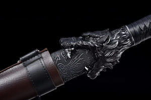 Wolf Head Sword,Grey Wolf Flame,Tang Horizontal Sword,Handmade Chinese Sword,High manganese steel,Longquan sword