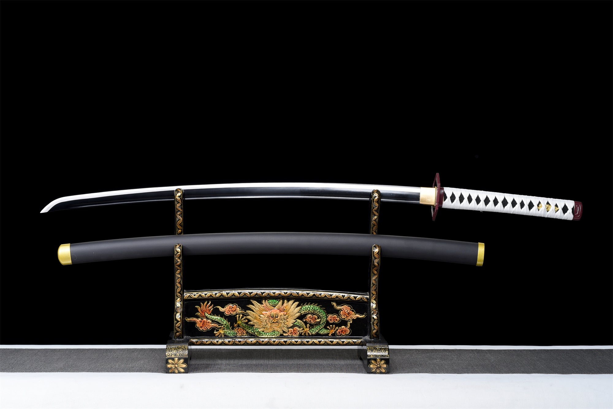Anime Sword,Roasted Black Blade,Anime Cosplay,Japanese Samurai Sword,Real Handmade anime Katana,High-carbon steel,Full Tang