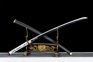 Anime-Schwert, geröstete schwarze Klinge, Anime-Cosplay, japanisches Samurai-Schwert, echtes handgemachtes Anime-Katana, Kohlenstoffstahl, Full Tang