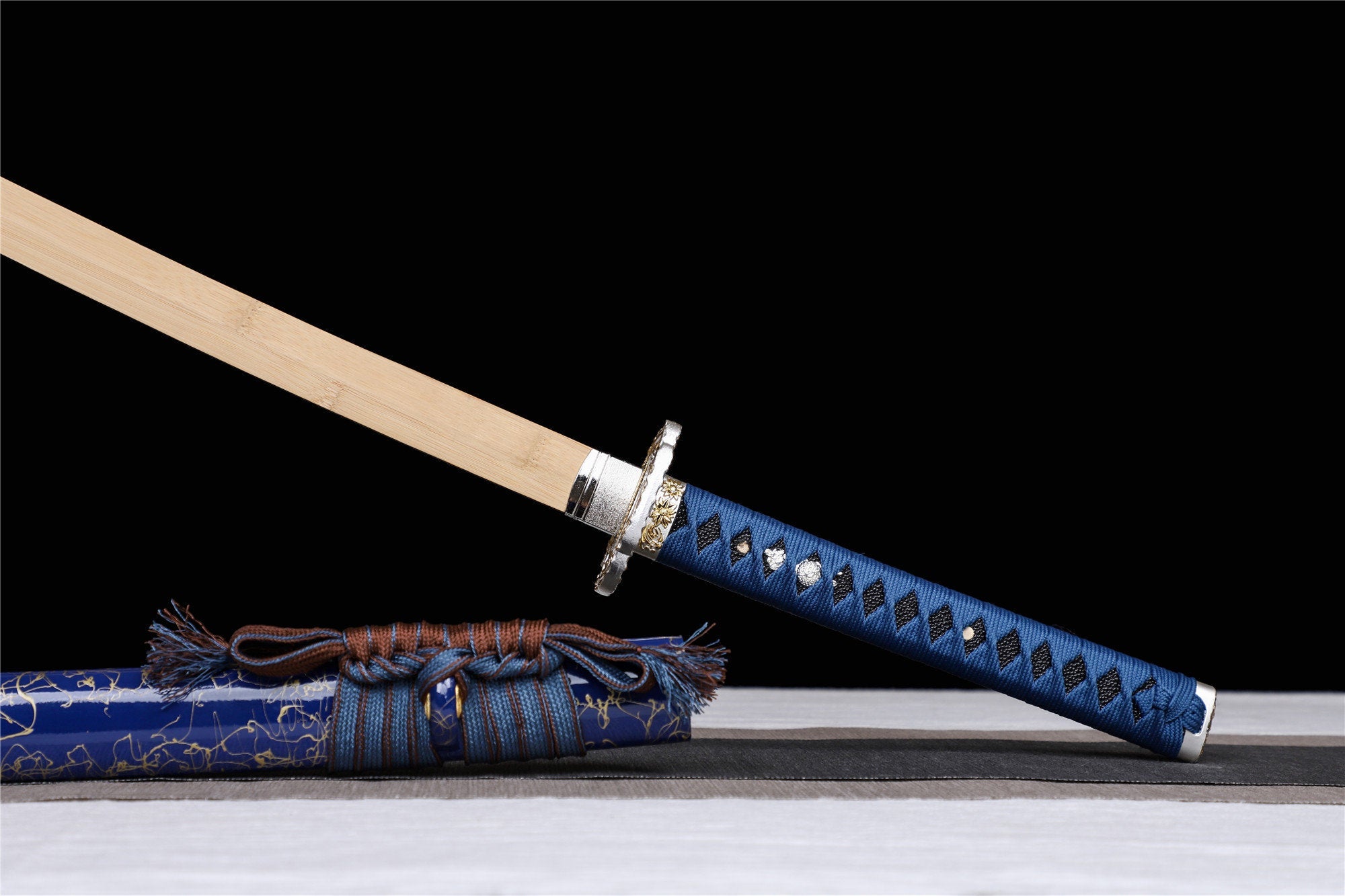 Golden Orchid Katana,Wooden Katana,Japanese Samurai Sword,Handmade Wooden Sword,Bamboo Blade