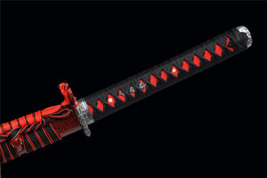 Red Crack katana,Wooden Katana,Japanese Samurai Sword,Handmade Wooden Sword,Training Sword,Rosewood blade/Bamboo Blade