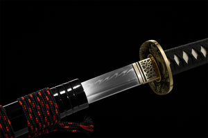 T10 High Carbon Steel Clay Tempered With Hamon Handmede Red Katana Sword Real Japanese Samurai Sword Full Tang