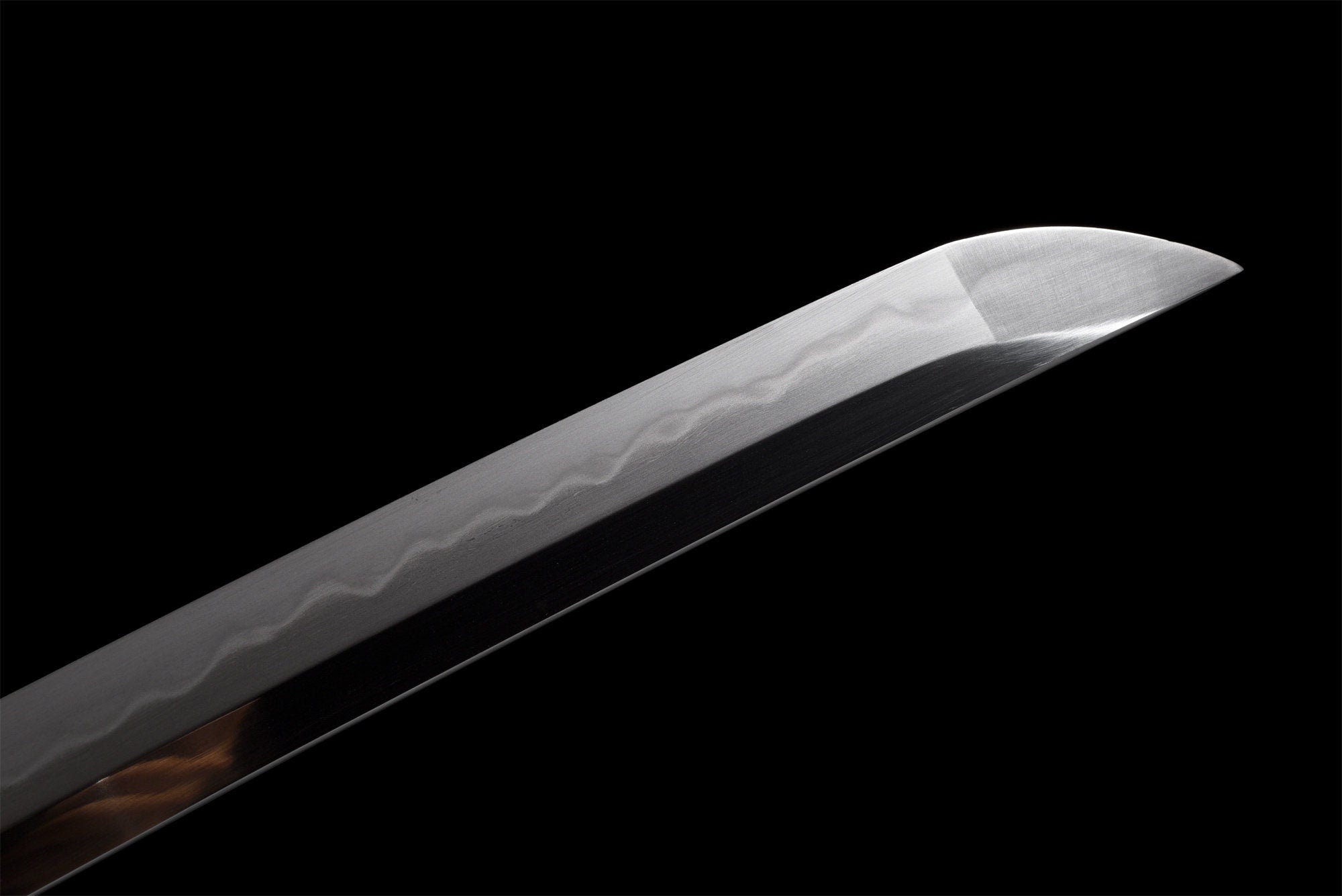 T10 Steel  Clay Tempered With Hamon Handmade Shiny Black Katana Sword Real Japanese Samurai Sword Full Tang