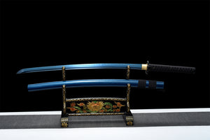Blue Killer Katana,Japanese Samurai Sword,Real Katana,Handmade sword,T10 Steel Clay Tempered With Hamon