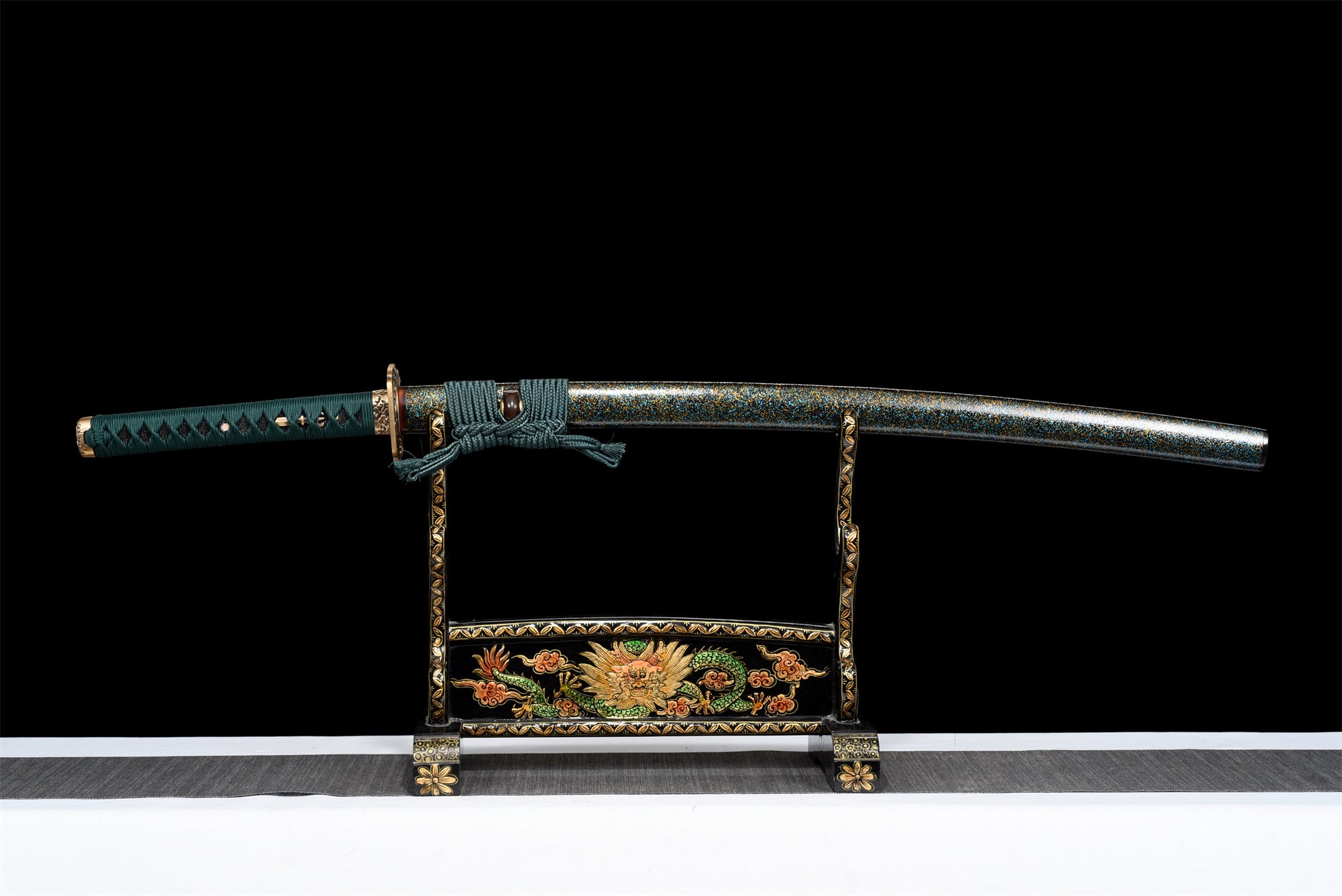Damascus Steel Handmade Green Katana Sword Real Japanese Samurai Sword Full Tang