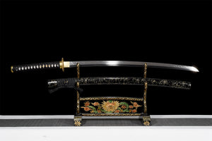 T10 Steel  Clay Tempered With Hamon Handmade Gold Wire Katana Sword Real Japanese Samurai Sword Full Tang