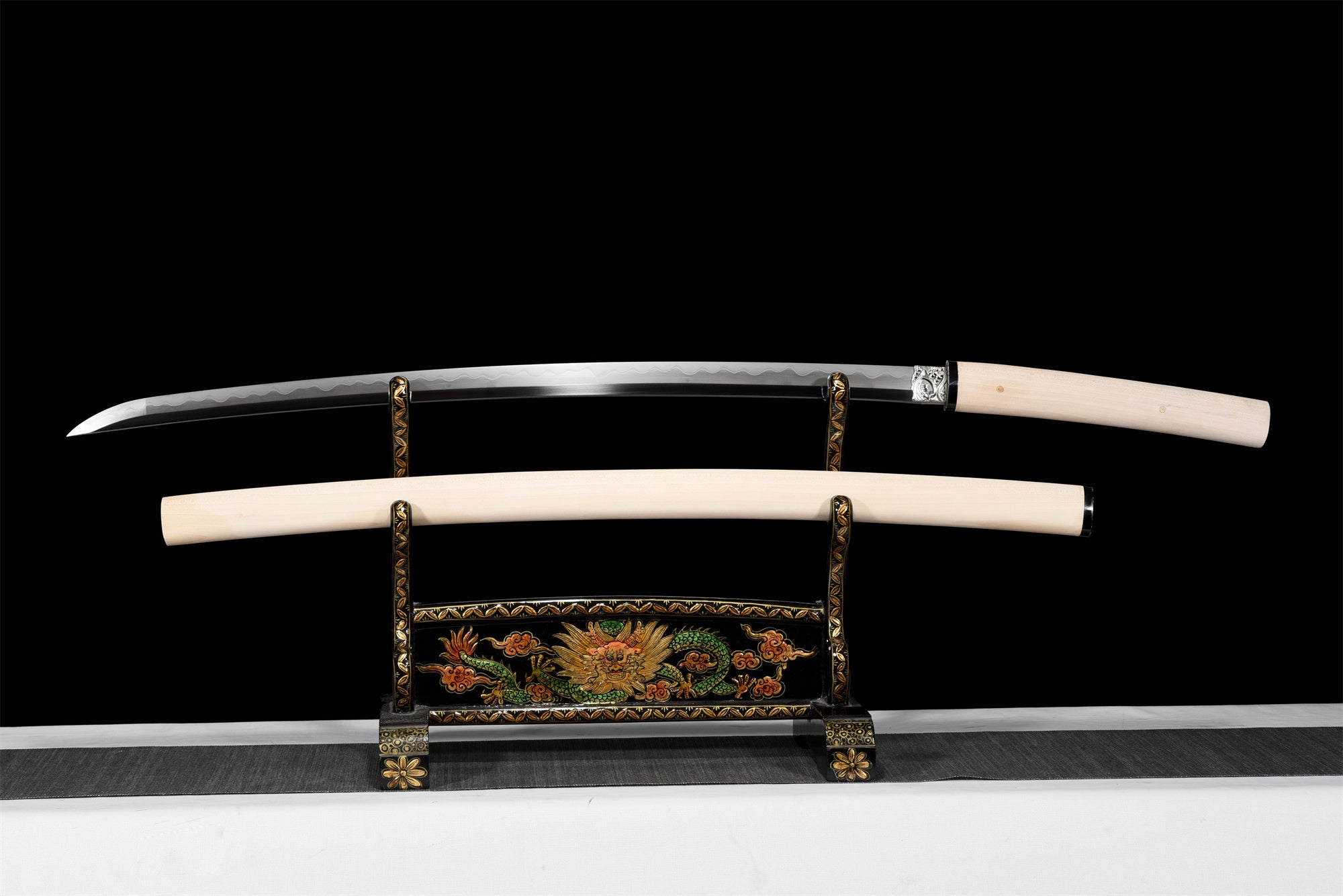 T10 Carbon Steel Real With Hamon Handmade Japanese Shirasaya Katana Real Samurai Sword With Natural Scabbard Full Tang