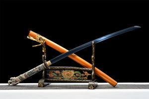 Dragon Head Katana,Baked Blue Blade,Japanese Samurai Sword,Real Handmade Katana,High performance carbon steel