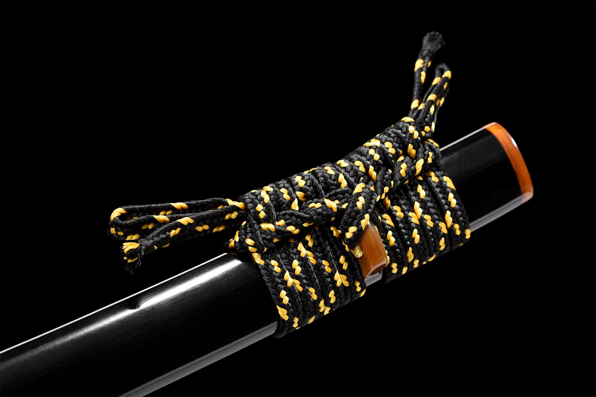 T10 High Carbon Steel  Clay Tempered With Hamon Handmade Black Gloden Katana Real Japanese Samurai Sword Full Tang