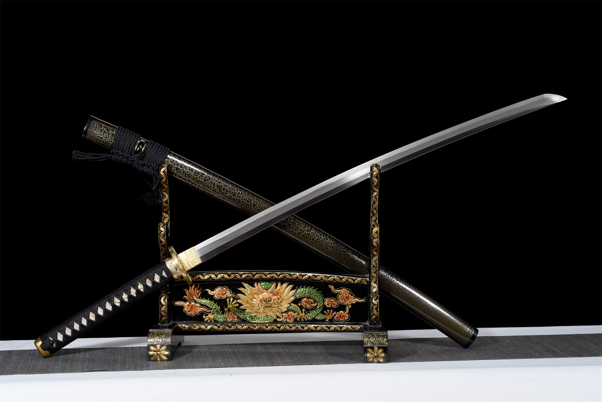 T8 High Carbon Steel Clay Tempered With Hamon Handmade Yellow Crack Katana Sword Real Japanese Samurai Sword Full Tang