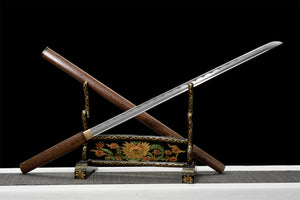 Hartes Palisander-Ninjato-Katana, handgefertigtes Stabschwert, echtes japanisches Samurai-Schwert, Hochmanganstahl, Full Tang