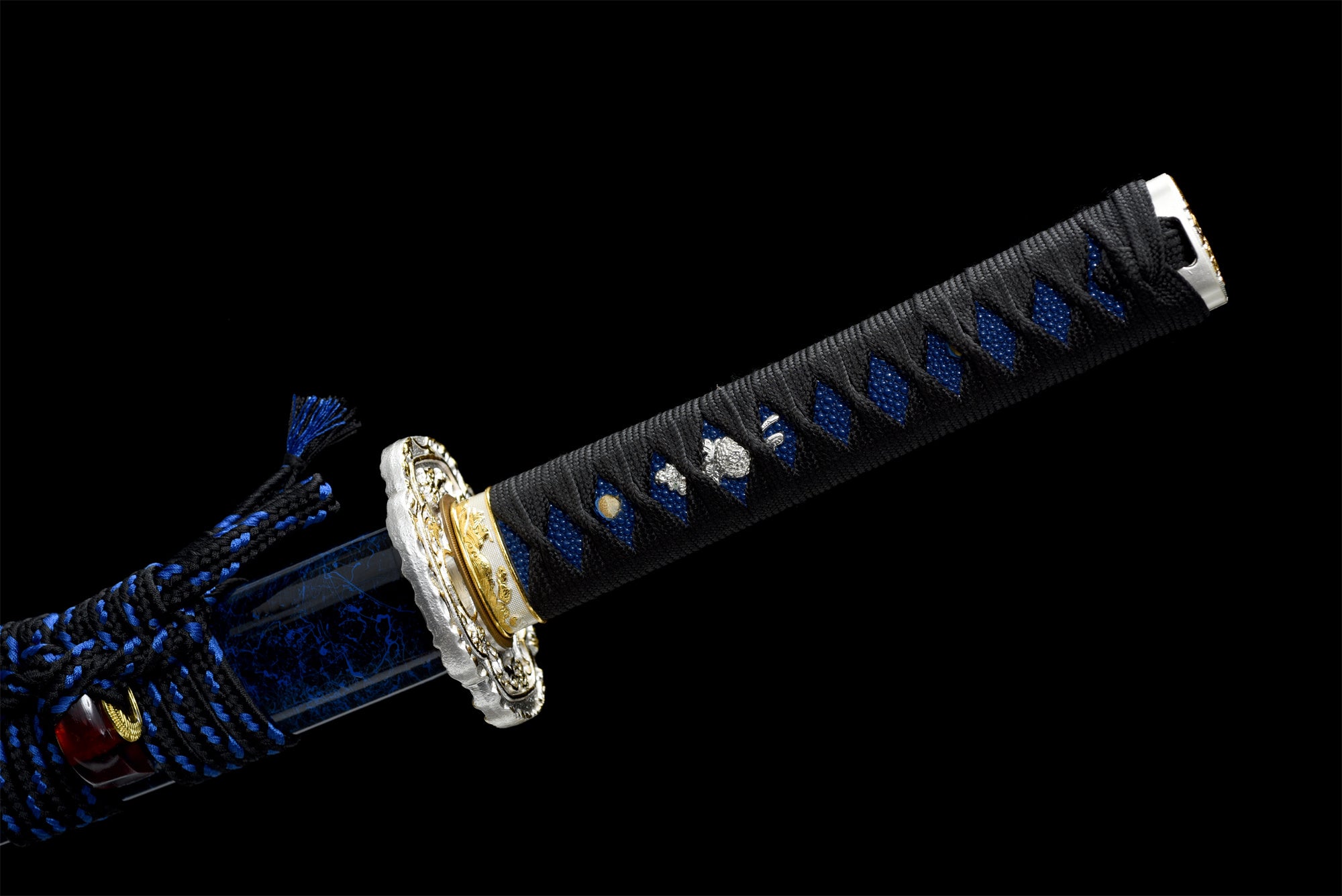 Yaomei Wakizashi Sword,Baked Blue Blade,Japanese Samurai Sword,Real Handmade Wakizashi,High manganese steel