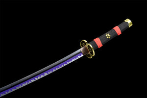 Black Anime Sword,Purple Blade,One Piece,Anime Cosplay,Japanese Samurai Sword,Real Handmade anime Katana,High-carbon steel,Full Tang