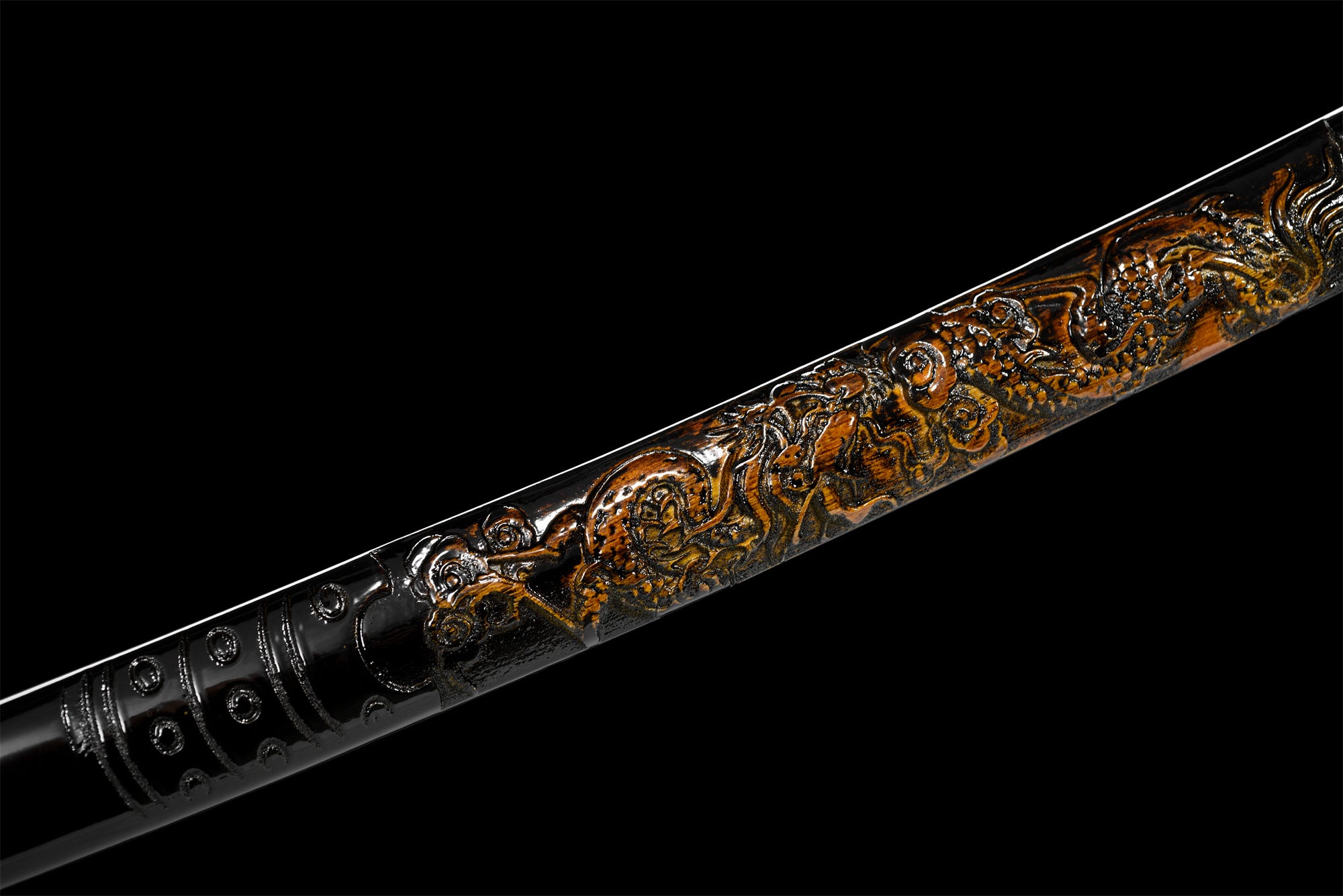 T10 High Carbon Steel  Clay Tempered With Hamon Handmade Saya Carved Dragon Katana Real Japanese Samurai Sword Full Tang