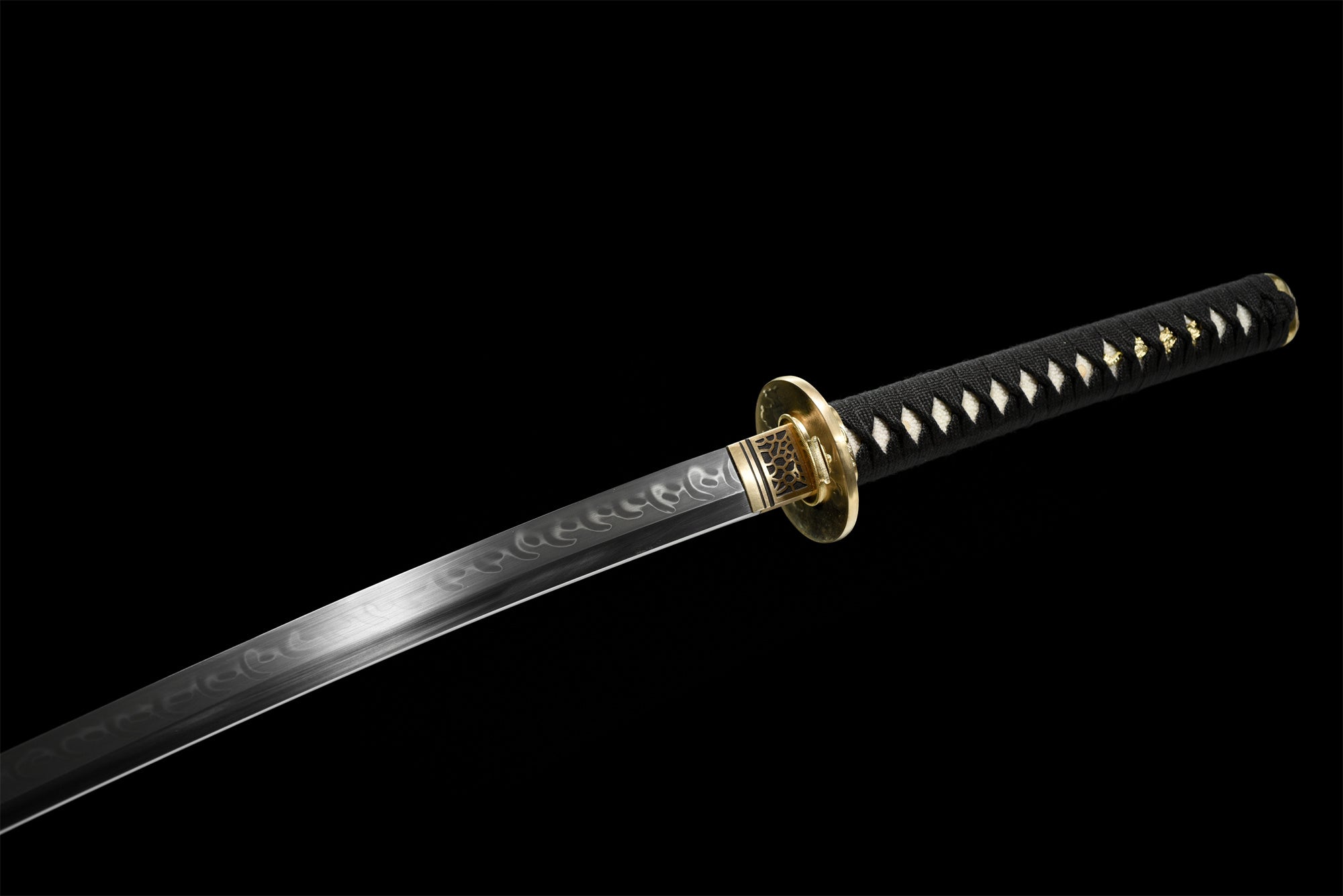 T10 High Carbon Steel  Clay Tempered With Hamon Handmade Black Katana Sword Real Japanese Samurai Sword Full Tang