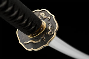 T8 High Carbon Steel  Clay Tempered With Hamon Handmade Black Katana Real Japanese Samurai Sword Full Tang
