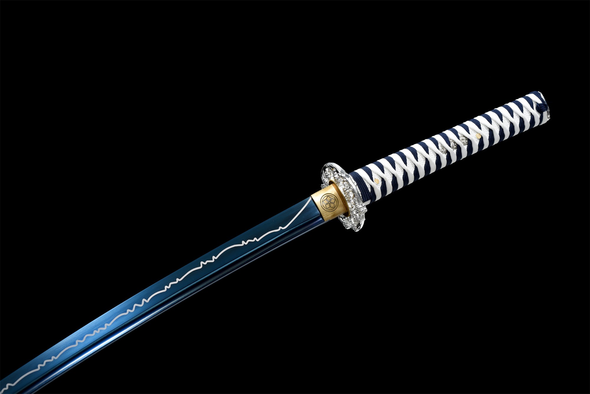 Blue Elves Katana,Japanese Samurai Sword,Real Katana,Handmade sword,High manganese steel,Roasted blue blade
