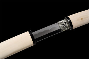 T10 Carbon Steel Real With Hamon Handmade Japanese Shirasaya Katana Real Samurai Sword With Natural Scabbard Full Tang