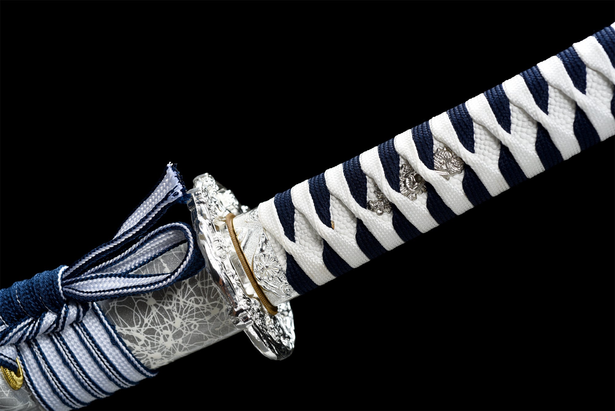 Blue Elves Katana, japanisches Samurai-Schwert, echtes Katana, handgefertigtes Schwert, Hochmanganstahl, geröstete blaue Klinge