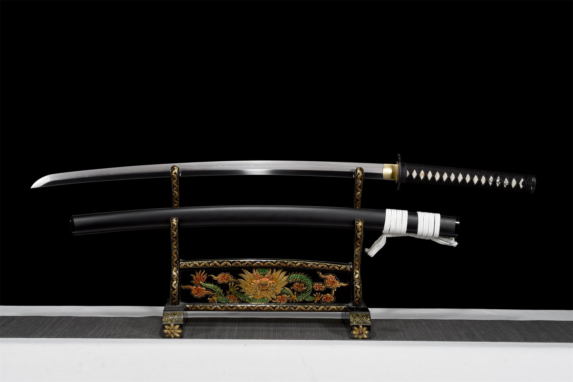 T10 Steel Clay Tempered With Hamon Handmade Black Dragon Katana Sword Real Japanese Samurai Sword Full Tang