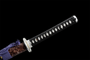 War Spirit Katana,Japanese Samurai Sword,Real Handmade Katana,High Manganese Steel,Blue Blade