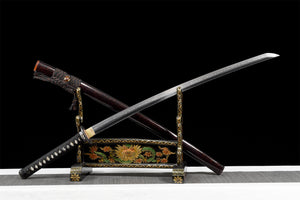 T10 High Carbon Steel  Clay Tempered With Hamon Handmade Brown Katana Sword Real Japanese Samurai Sword Full Tang