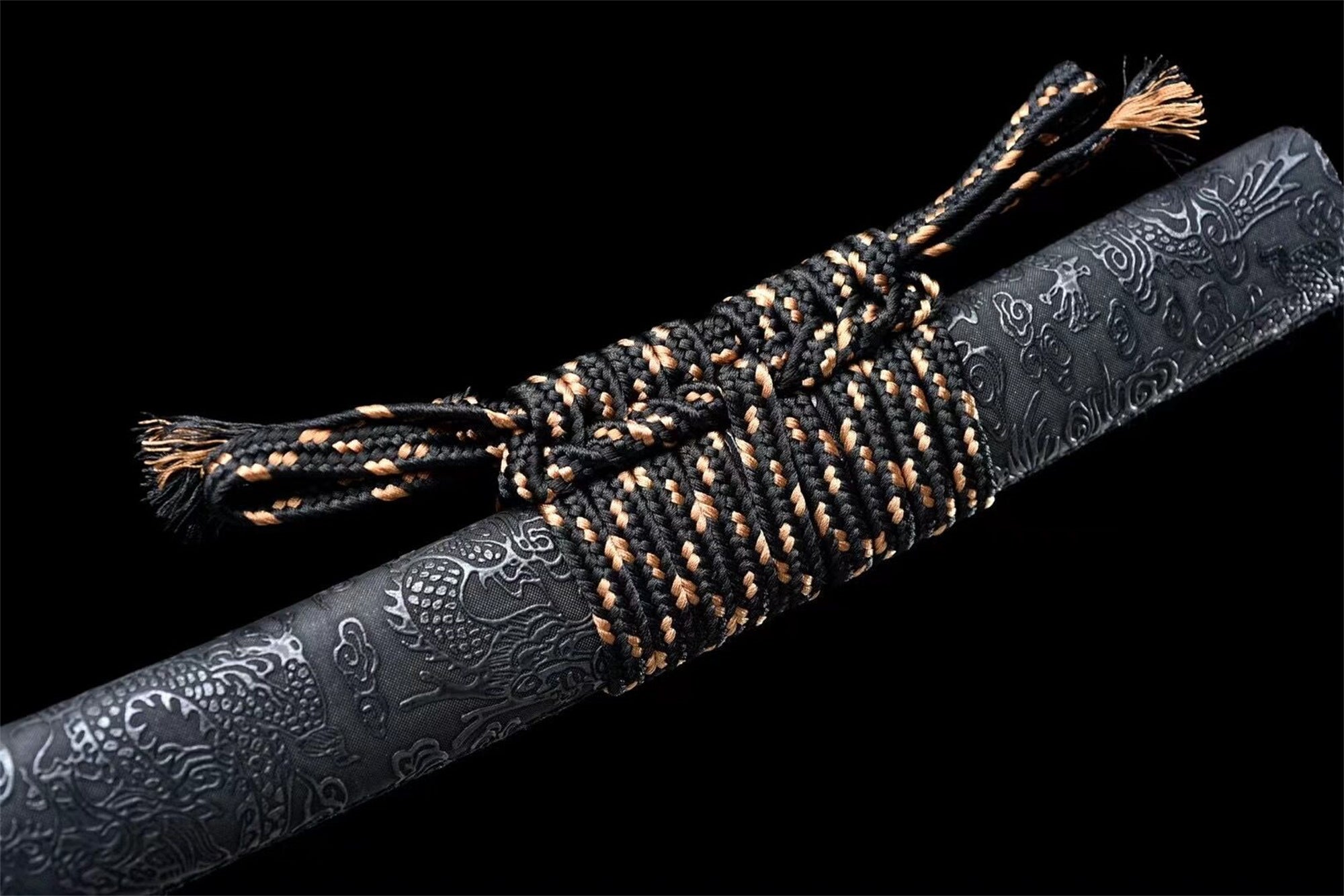 Handgefertigtes Katana-Schwert Sea Dragon Tsuba echtes japanisches Samurai-Schwert Damaststahl Full Tang