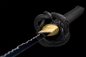 Handmade Katana Sword -Coral Snake Tsuba Real Japanese Samurai Sword High Manganese Steel Full Tang