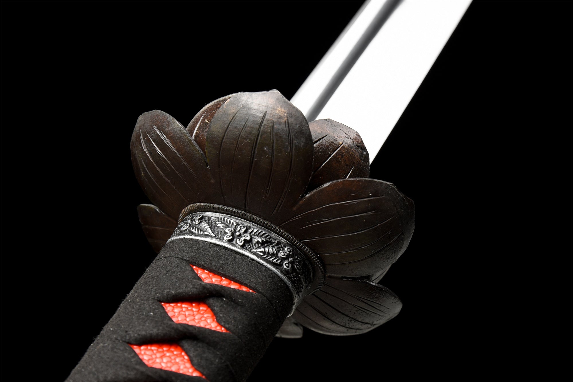 Undead Cut Ninjato Katana mit Lotus Tsuba, handgefertigtes japanisches Samurai-Schwert, echtes Ninjato-Schwert, Hochmanganstahl, Full Tang