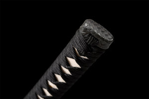 T10 High Carbon Steel Clay Tempered With Hamon Handmade Black Katana With Bamboo Leaves Tsuba Sword Real Japanese Samurai Sword Full Tang