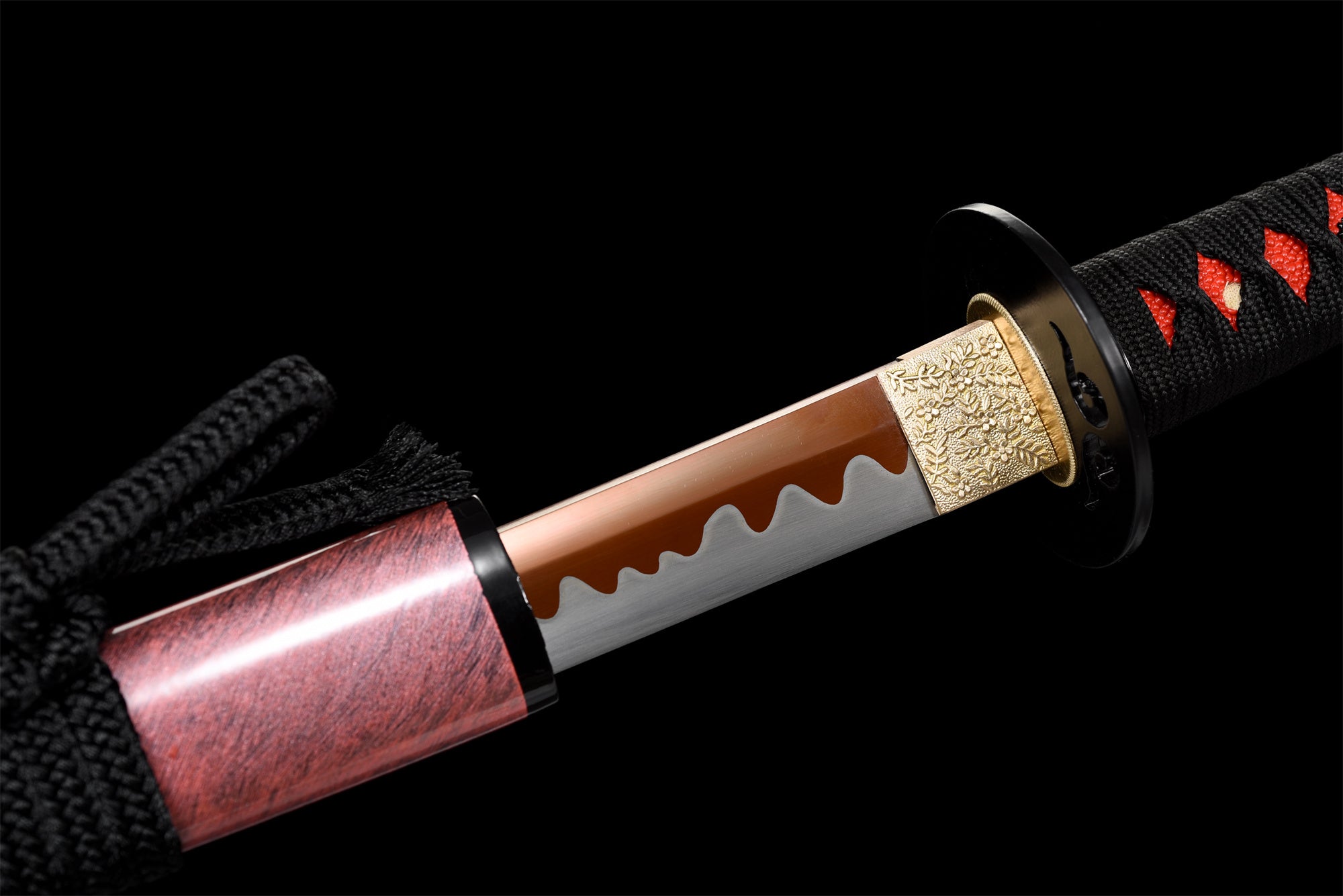 Handmade Pink Katana Sword -Black Iron Tsuba Real Japanese Samurai Sword High Manganese Steel Full Tang