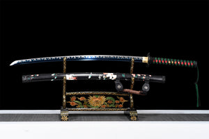 Black Dragon Tachi Katana,Handmade Japanese Samurai Sword,Real Tachi Sword,High manganese steel,Full tang